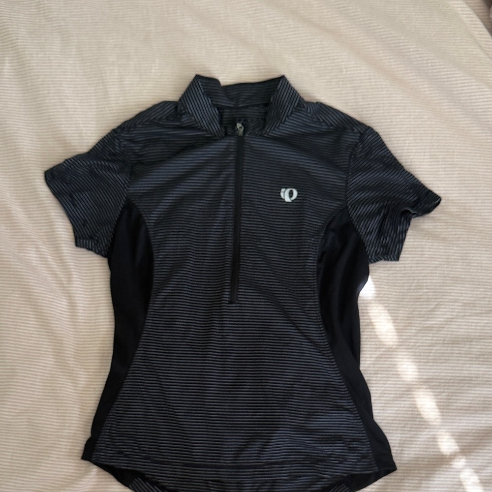 Pearl Izumi Striped Black and Gray Cycling Top